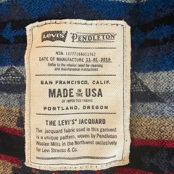 Levi's x Pendleton Jacquard Wool Poncho Wrap Hooded Jacket size XS - Picture 13 of 14